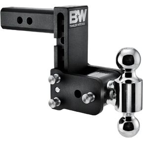 B&W Trailer Hitches Tow & Stow Adjustable Trailer Hitch Ball Mount - Fits 2" Receiver, Dual Ball (1-7/8" x 2"), 5" Drop - TS10038B