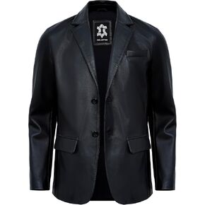 Leather Blazer Men - Casual 2 Button Coat Style Real Lambskin Jacket For Mens