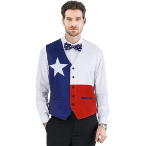 2-Piece Texas Flag Suit Vest for Men, Party Waistcoat Vest & Bow Tie