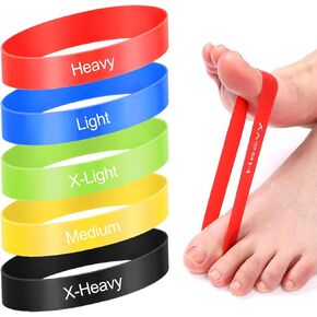 5Pcs Toe Stretcher Bands Bunion Correction Toe Exercise Strap Portable Loop Resistance Bands for Stretching (5 Weights, Multiple Colors)