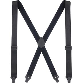 Suspenders for Men Heavy Duty with Plastic Clips, Outside or Hidden under Shirt Clothing