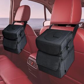 Car Trash Can With Lid, Hanging Car Trash Can Size Combination 2 Sets, Can Be Hung In The Back/Front Row, Waterproof And Leak-Proof Suitable For SUV, Sedan, Detachable And Foldable Car Trash Bin