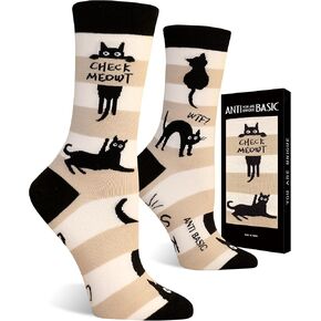 ANTI BASIC Novelty Cat Socks Gift for Women(fits Women shoe size 6-12)