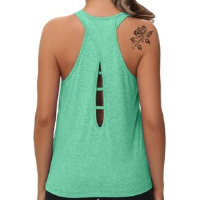 KOWSPORT Womens Tank Tops Open Back Workout Tops Racerback Sleeveless Loose Athletic Tanks for Running Gym