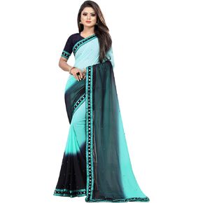 ساري Georgette الهندي للسيدات مع قطعة بلوزة