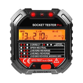GFCI Outlet Tester with Color LCD Display, Receptacle Tester for Standard 3-Wire 120V AC Electrical Receptacles, Safety Detects Common Wiring Problems