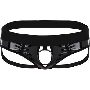 Daenrui Men's Shiny Metallic Low Rise Thongs Briefs Front Hole Jockstraps Underpants Backless G-String in Saudi Arabia
