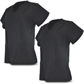 Ideal V-Neck Scrub Top for Women - Workwear Medical Scrub with 2 Side Pockets, 1-Pack and 2-Pack