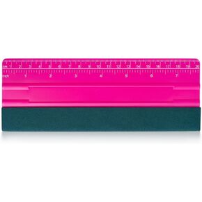 FOSHIO Professional Squeegee for Vinyl, Decals, Sticker Paper, Wallpaper, Window Film, Craft, Suede Felt Squeegee Smoothing Tool with Ruler, Pink (10 inches)