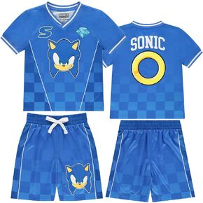 SEGA Boys Sonic the Hedgehog Boys Soccer Mesh Jersey Tee & Short 2pc Set - Boy 4-20