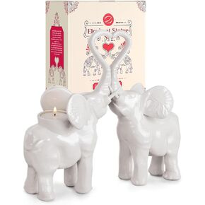 White Elephant Statues Home Decor — Tea Light Candle Holders — White Elephant Gifts for Women Decor & Good Luck