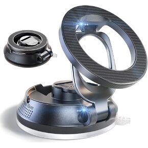 SUPERONE for Magsafe Car Mount [88LBS Powerful Suction] Magnetic Phone Holder for Car Dash Windshield, Suction Cup Phone Mount for iPhone 16 Pro Max Plus 15 14 13 12/Magsafe Case/All Car-Carbon Fiber