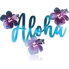 Tandefio Aloha Hibiscus Metal Wall Art Beach House Decor Rustic Hibiscus Flower Tropical Metal Wall Decor Aloha Summer Tropical Metal Wall Decor Vintage Tropical Plant Plaque for Home Bathroom