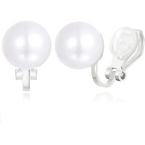 Fxiqini Clip On Earrings Non Pierced Earrings Teardrop Round Square Knot CZ Pearl Wedding Clip On Stud Earrings for Women Gift Jewelry Silver Tone