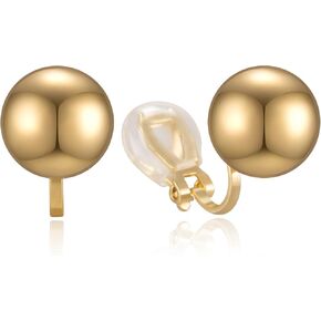 Trendy Round 12mm Ball Stud Non Pierced Clip on Earrings For Women