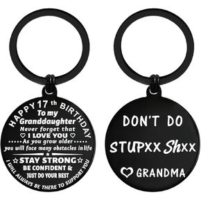 ENGZHI 17th Birthday Decorations for Her, 17 Year Old Girl Birthday Gift Ideas for Daughter Granddaughter, Metal Keychain