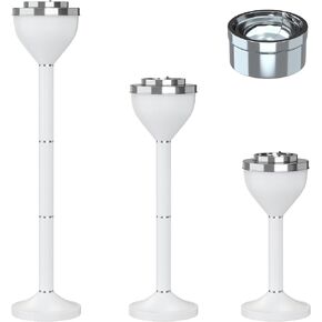 RELIANCER Floor Standing Ashtray w/Lid,Adjustable 16" - 31.5" Cigarette Ash Tray,Outdoor Stainless Steel Cigar Container Ash Holder w/Weighted Base,Cigarette Butt Receptacle Disposal for Home Garden