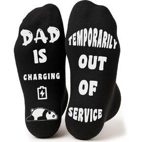 MAMAGIFTREE Funny Dad Socks - Hilarious Gift for Dad from Daughter, Son, Wife - Father's Day, Birthday - DAD IS CHARGING & OUT OF SERVICE Lounge Socks