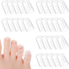 30 PCS Clear Pinky Toe Protector, Silicone Anti-Friction Toe Protectors Breathable Toe Covers Sleeves Gel Toe Cushions for Pain Relief, Blisters, Corns, Hammer Toes, Toenail Loss