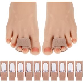 10Pcs Fabric Hammer Toe Corrector, Reusable Broken Toe Protectors Taped Wraps, Hammer Toe Corrector, Hammertoe Straightener, Toe Splints for Crooked Toes, Curled Toes, Bent Toes
