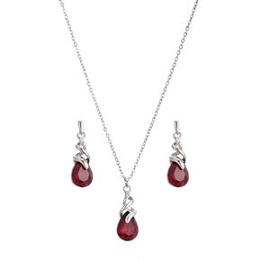 Teardrop Crystal Jewelry Set, Birthstone Pendant Necklace Drop Dangle Earrings for Women