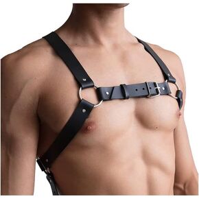 Adjustable Men's Punk Chest Belt Leather Body Chest Harness Belt Shiny Half Body Chest Strap Rave Clubwear Masquerade Costume