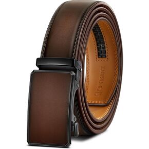 KEMISANT Men Belt Ratchet Click Belt Genuine Leather Adjustable For Men Golf Dress Casual Jeans 1 3/8-Cut For Fit