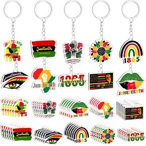 60 Pcs Juneteenth Keychain Bulk Hanging Gift Juneteenth Day Party Favors 1865 Freedom Day Gifts for Women Men