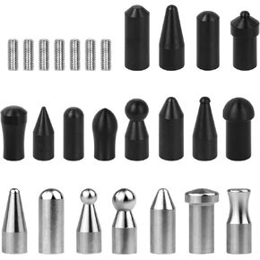 WHDZ Paintless Dent Repair Tools Removal Tip Stainless Steel and Rubber Awl Heads Adapt to The Repair Rod Repair Hammer (19pcs)
