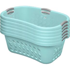 Sterilite Ultra HipHold 1.25 Bushel Plastic Stackable Clothes Laundry Basket Bin with Reinforced Rim and Ventilation Holes, Aqua Blue (12 Pack) in Saudi Arabia