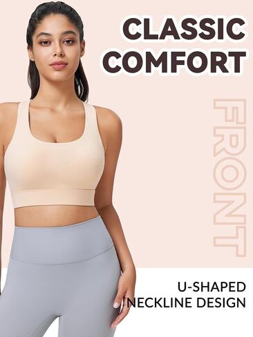 Sports Bras for Women High Support, High Impact Running Criss Cross Strappy Bra Crop Top, Molded Cup, Hook and Eye Closure in Kuwait