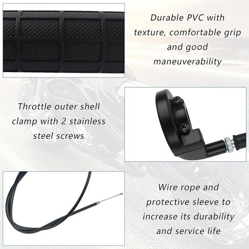 Mini Bike Throttle Cable Kit with 7/8" 22mm Dirt Bike Grips,Twist Throttle Compatible with Falcon 200 Mini Bike Motovox MBX10 MBX11 MBX12 Mini Bike Coleman CT200U CT200U-EX BT200X Mini Bike in Saudi Arabia