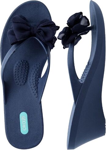 Oka-B Women's Kylie Evelyn Flip Flop Wedge Sandal with Bow in Saudi Arabia