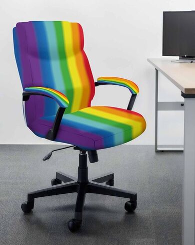 Savannan Office Chair Cover, Rainbow Colorful Stripes,Elastic Fit Desk Computer Chair Slipcover Removable Stretch Chair Covers Office Chair Covers,1 Piece, Large with Arm Cover in Saudi Arabia