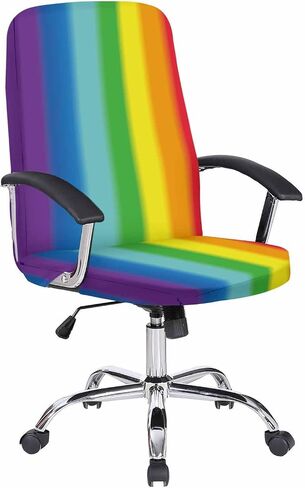 Savannan Office Chair Cover, Rainbow Colorful Stripes,Elastic Fit Desk Computer Chair Slipcover Removable Stretch Chair Covers Office Chair Covers,1 Piece, Large with Arm Cover in Saudi Arabia