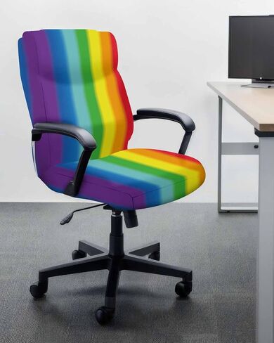 Savannan Office Chair Cover, Rainbow Colorful Stripes,Elastic Fit Desk Computer Chair Slipcover Removable Stretch Chair Covers Office Chair Covers,1 Piece, Large with Arm Cover in Saudi Arabia