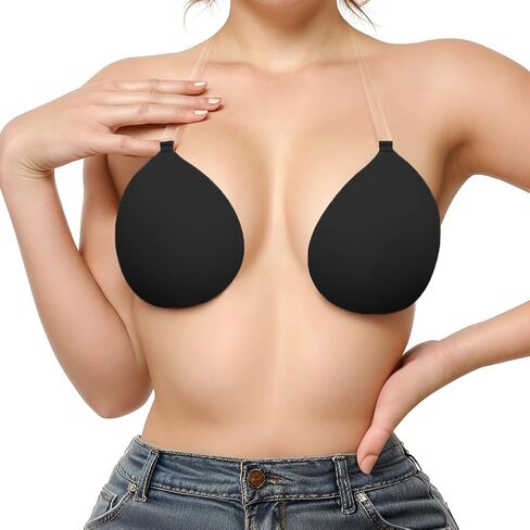 Invisible Adhesive Push-Up Bra Sticky Strapless Bra with Clear Halter Neck Strap for Backless Dresses/Tops in Saudi Arabia