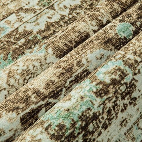 Andecor 5x7 Living Room Area Rug, Washable Rugs Perfect for Bedroom, Kids Room, Nursery, Dining Room, Foldable Low Pile Non-Slip, Pet & Child Friendly Vintage Carpets, Brown in Saudi Arabia