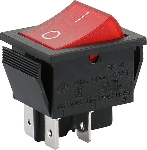 Baomain Red Light DPST ON/Off Snap in Boat Rocker Switch 4 Pin 16A/250V UL TUV List 1 Pack in Kuwait