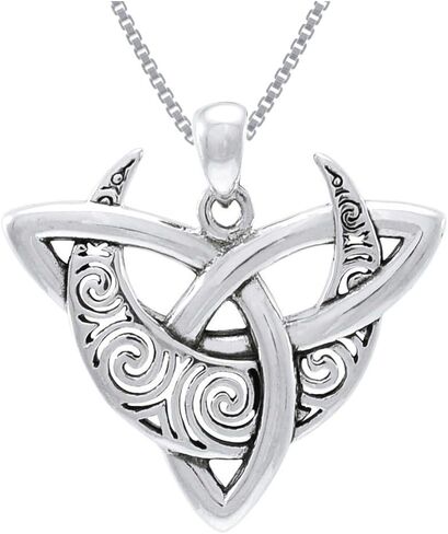 Jewelry Trends Sterling Silver Celtic Triquetra Moon Goddess Trinity Knot Pendant Necklace 18" in Saudi Arabia