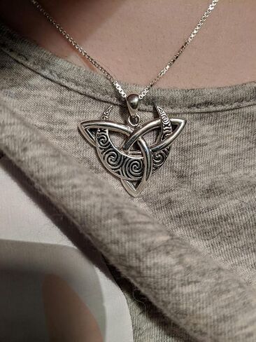 Jewelry Trends Sterling Silver Celtic Triquetra Moon Goddess Trinity Knot Pendant Necklace 18" in Saudi Arabia