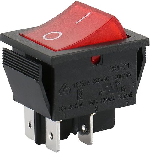 Baomain Red Light DPST ON/Off Snap in Boat Rocker Switch 4 Pin 16A/250V UL TUV List 1 Pack in Saudi Arabia