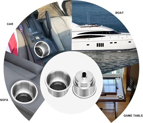Amarine Made 4pcs Stainless Steel Cup Drink Holder with Drain for Marine Boat RV Camper in Saudi Arabia