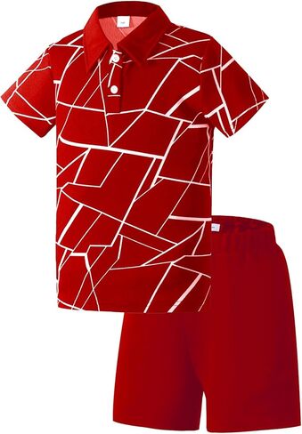 Kids Clothes Summer Outfits Boys Fashion Short Sleeve Polo Shirt Shorts Sets Casual Outfits 7-15 Years in Kuwait