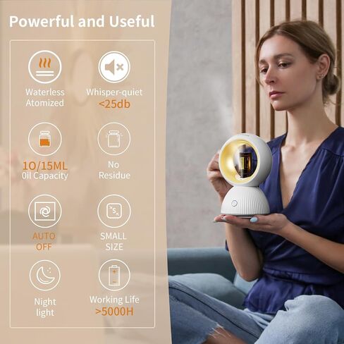 يوضح موزع الزيت الأساسي USB بدون ماء ، وناشر العلاج العطري للمنزل ، والسيارة ، والمكتب والفندق ، وأنماط الضوء الفردي/المتغير ، وموقت وتوليت التلقائي ، 450 متر مربع. قدم ، التصميم المضغوط والمحمول in Saudi Arabia
