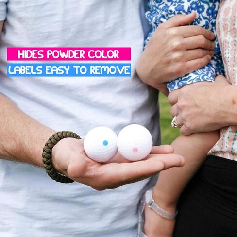Gender Reveal Golf Balls | One Pink, One Blue + Wooden Tee Included | Best Gift for Expecting Parents Golf Themed Exploding Golf Balls With Powder Putters Or Pearls Decorations Gender Reveal Ideas in Saudi Arabia