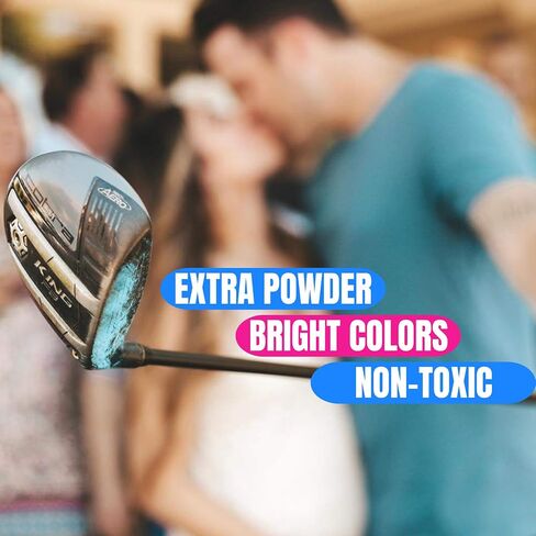 Gender Reveal Golf Balls | One Pink, One Blue + Wooden Tee Included | Best Gift for Expecting Parents Golf Themed Exploding Golf Balls With Powder Putters Or Pearls Decorations Gender Reveal Ideas in Saudi Arabia