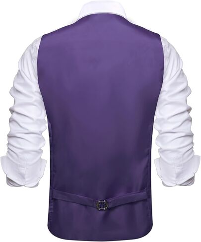 Hi-Tie Men's Silk Suit Vest Formal Vest for Men V Neck Jacquard Tie Handkerchief Cufflinks 4PCS Suits in Kuwait
