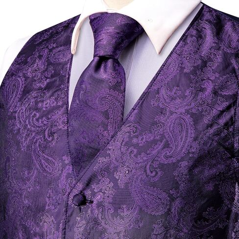 Hi-Tie Men's Silk Suit Vest Formal Vest for Men V Neck Jacquard Tie Handkerchief Cufflinks 4PCS Suits in Kuwait