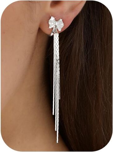 مقطع على أقراط للنساء الفضة الأبعاد يتجهيس النساء عتيقة Boho بيان الفراشة الذهب Dangle Drop Jewelry in Kuwait
